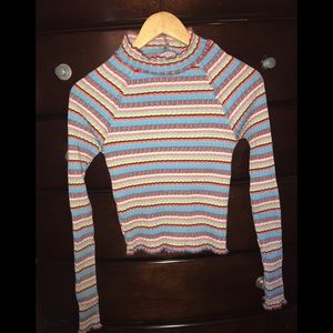 NWOT Lucky Brand Multicolored Ribbed Mock Neck Top